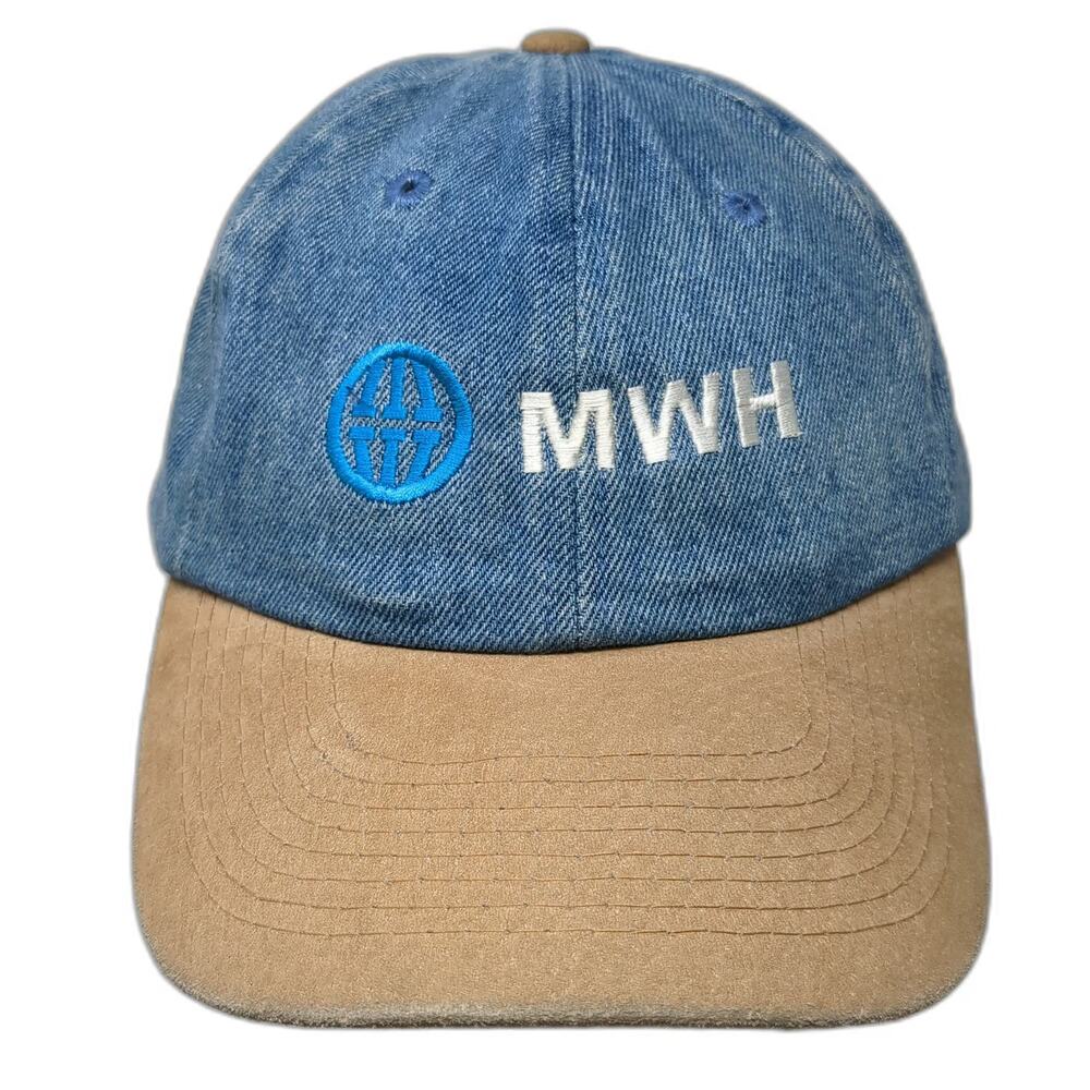 Toppers Baseball Cap Blue Brown One Size Denim Suede MWH Logo Embroidered Hat
